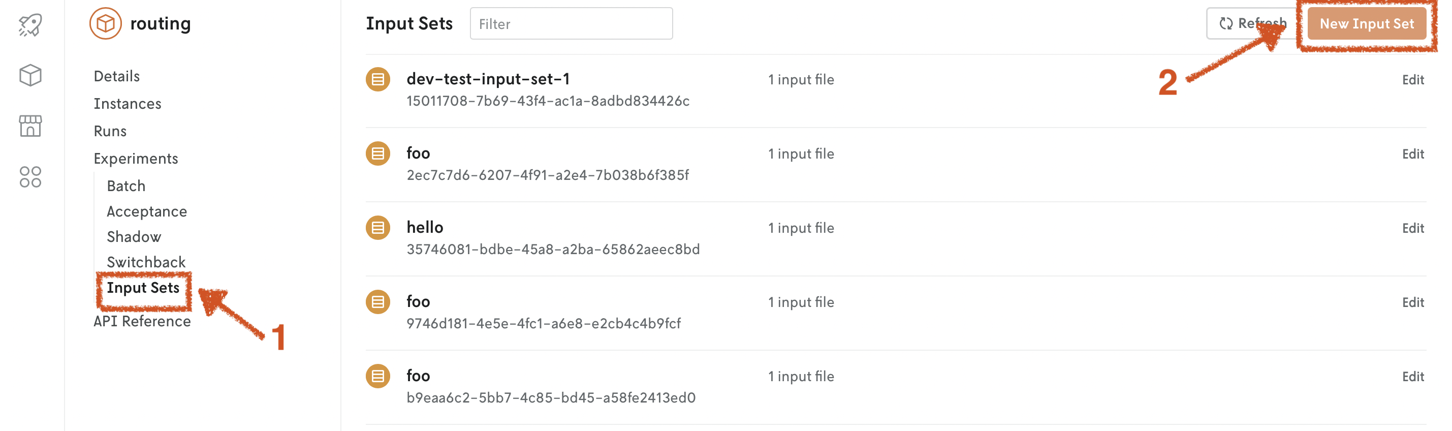 Input sets